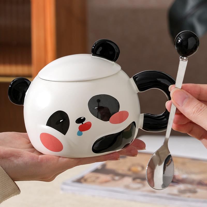 Creative And Cute Panda Ceramic Cup Home Large-Capacity Office Couple Water Cup With Gifts High Value