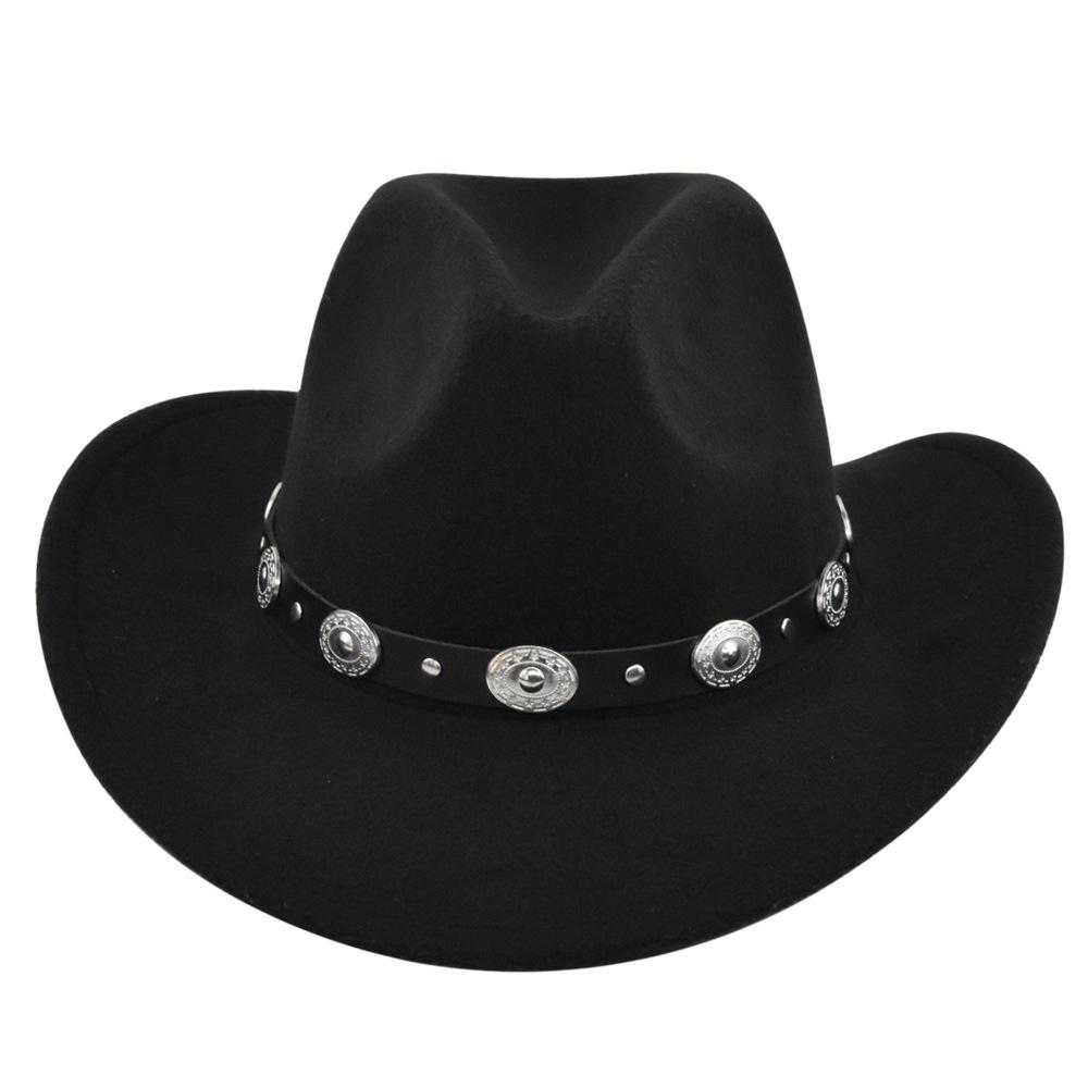 54-56-58 cm Unisex Western Cowboy Hat Vintage Roll Brim Felt Hat Suitable for, Western Cowboy Party, Bar Cowboy