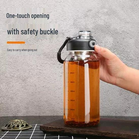 Large Capacity Leak-Proof Tea Brewing Glass Bottle with Flip-Top and Buckle
