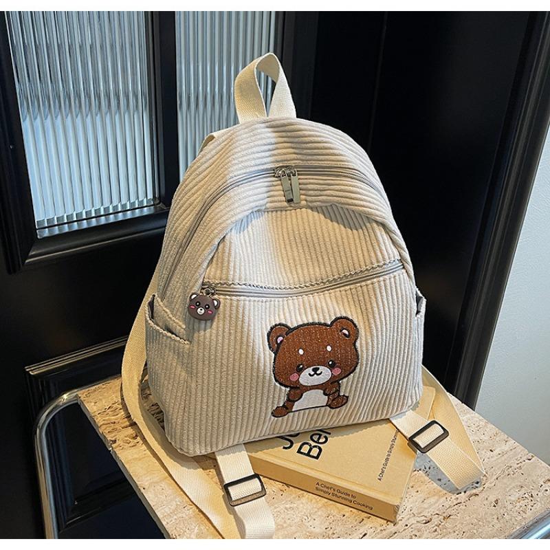 

Универсальный повседневный рюкзак Женский универсальный литературный рюкзак Маленький свежий однотонный рюкзак с медведем