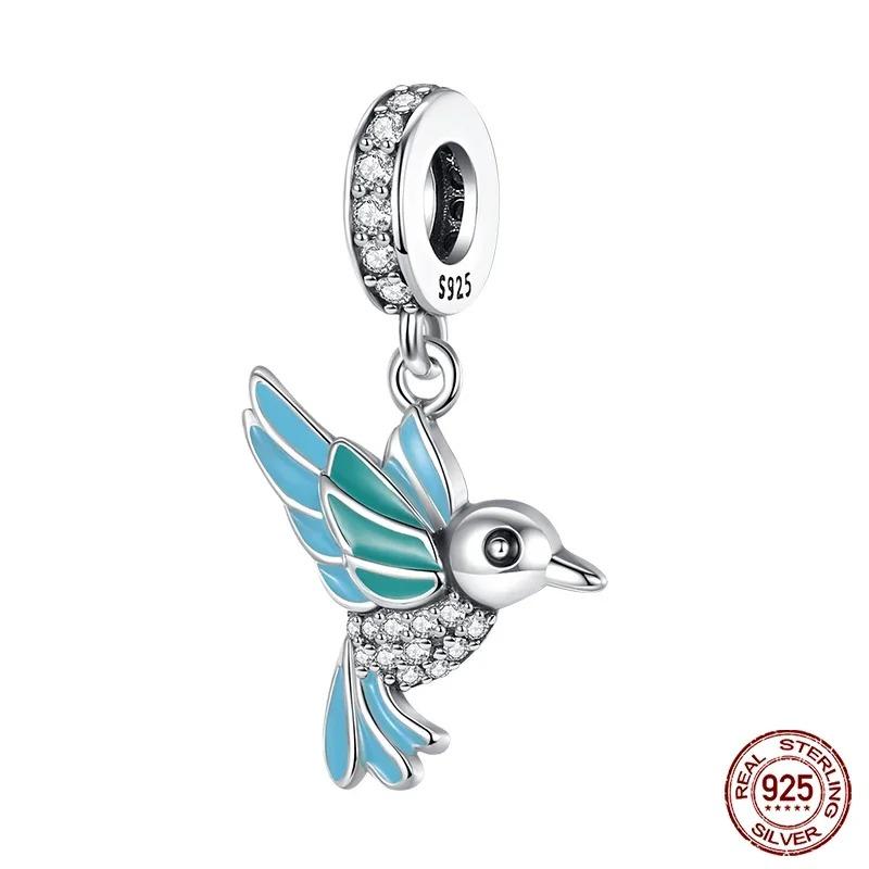 Fashion 925 Silver Colorful Butterfly Dragonfly Hummingbird Spring Series Charms Beads Fit 925 diy Bracelet Jewelry