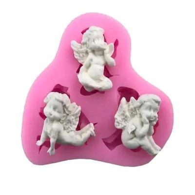 Kreativa handgjorda formar 3 hål Babyängelformad silikonform tårtdekoration pojke fondant kakverktyg godisformar tillbehör