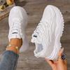 White Sneakers Women  New Leather Chunky Sneakers Women's Sports Shoes Thick Tennis Vulcanized Shoes Basket Platform Shoes