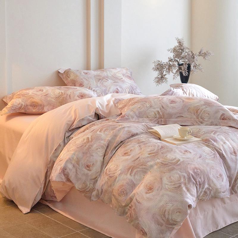 Pure Cotton Fresh Style Bedding Set: Modern Minimalist Duvet Cover, Sheet & Fitted Sheet for Spring/Summer