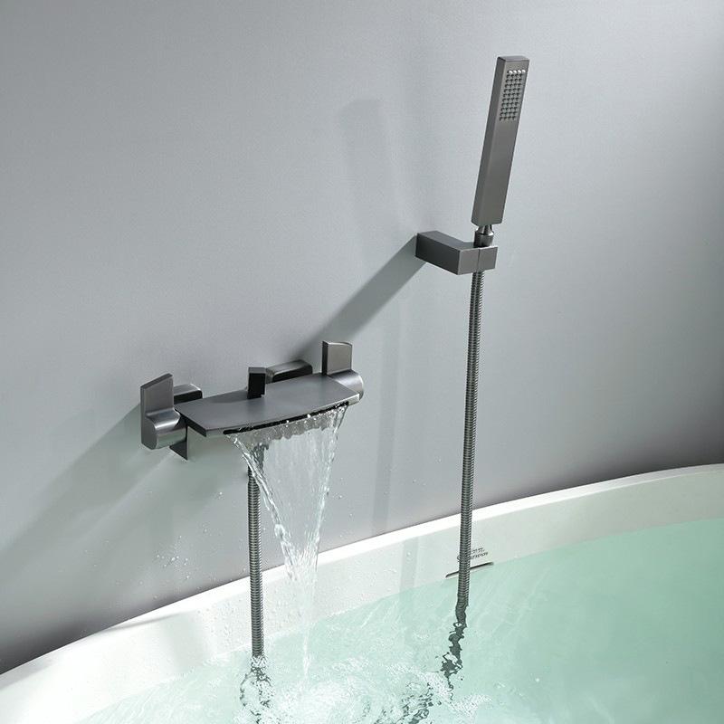 Waterfall Wall-Mounted Bathtub Faucet with Concealed Hot/Cold Shower Head Set