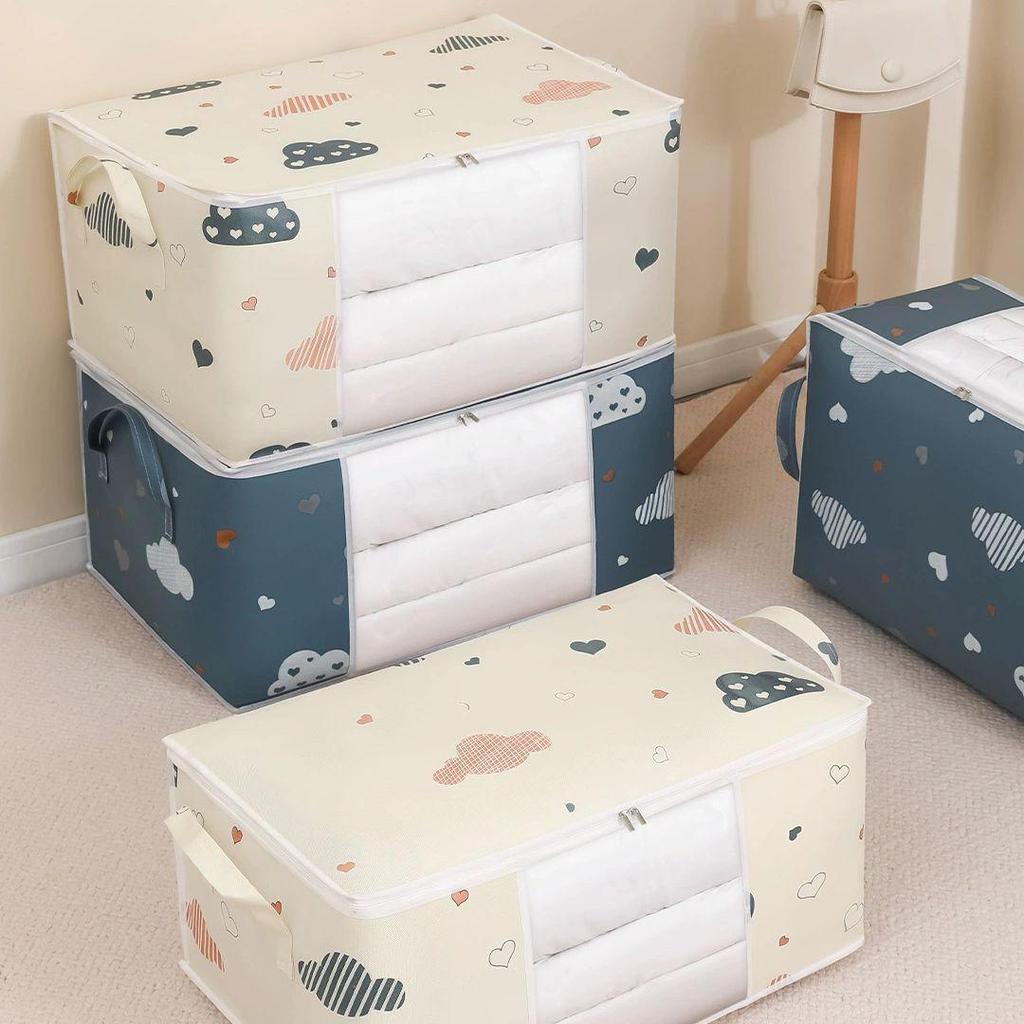 Portable Zipper Quilt and Clothing Storage Bag with Visible Window