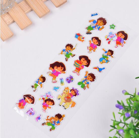 10PCS Cartoon Princess Dora Bubble Stickers Puffy Wall Stickers For Children Gift Puffy Reward Room Decoration Toys Scrapbook
