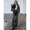 Wide-leg jeans women's autumn and winter new Korean version high-waisted thin pleated straight lazy mopping pants ins