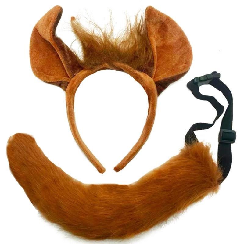 Повязка на голову с ушами и хвостом лошади, костюм животного-лошади, набор ушей и хвоста лошади для Хэллоуина, вечеринки, маскарада, косплея 1