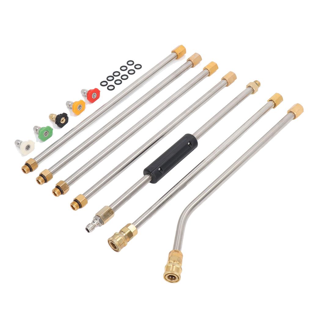 High Pressure Power Washer Extension Wand Set 4000PSI Gutter Cleaning Tool with 5 Nozzle Tips for Car