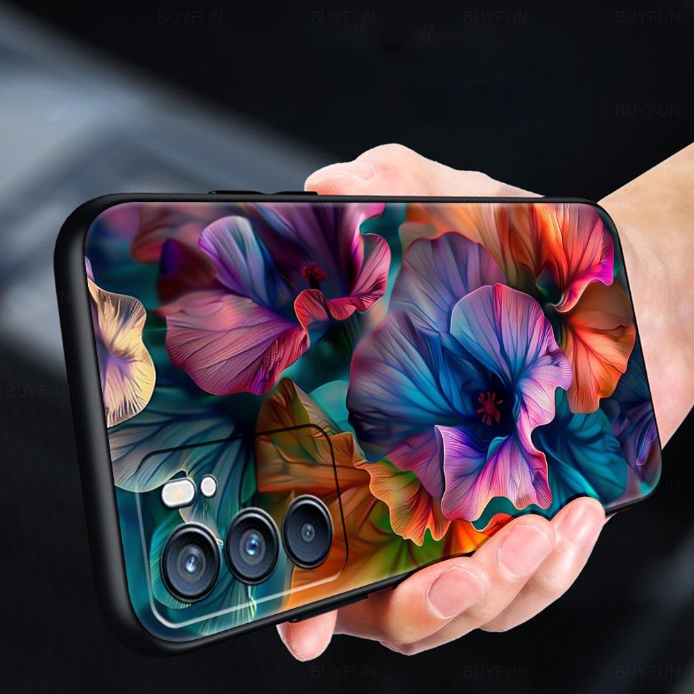 Abstract Plants Flower Phone Case For Oppo A17 A31 A54 A57 A78 A79 A98 Find X5 X6 Reno 6 7 8 10 11 12 13 F Pro 5G Soft TPU Cover