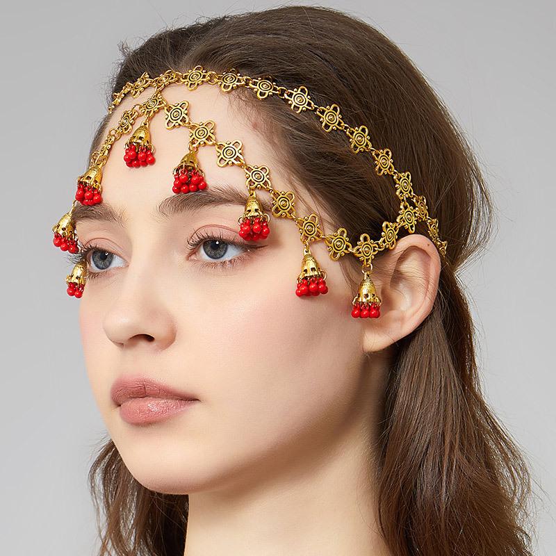 Vintage Ethnic Style Tassel Forehead Chain Headpiece , Creative Fashion Hair Accessories for Women , Bohemian Tribal Hea