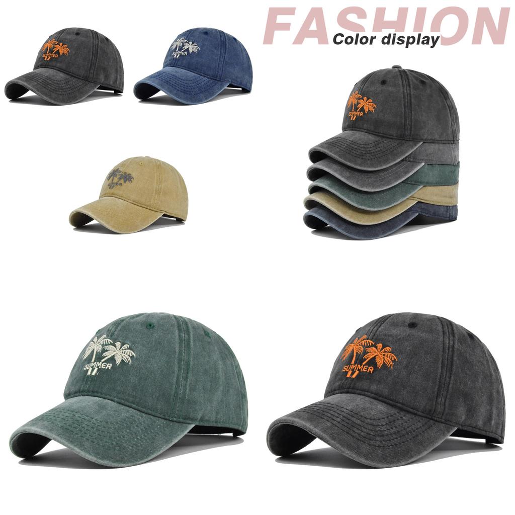 Adjustable Vintage Embroidered Baseball Cap With Curved Brim Sun Hat For Summer