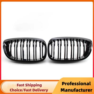 Przedni Zderzak Nerki Podwójny Żeberkowy Grill Racingowy Do BMW E46 2-drzwiowe Coupe Kabriolet 2003-2006 1 Para Błyszczący Czarny Samochodowy Grill Nerki