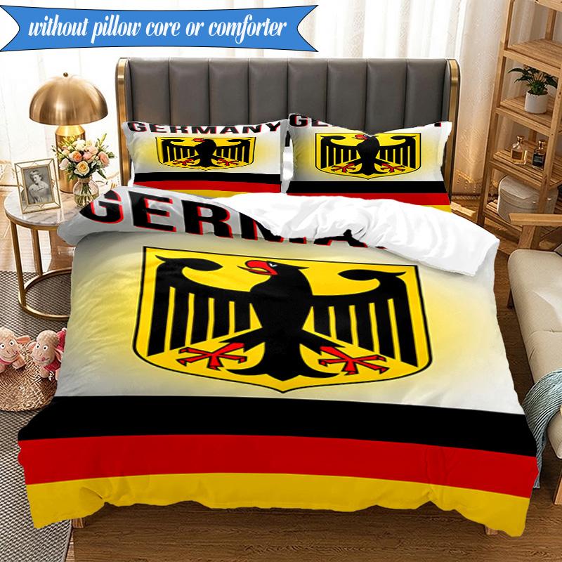 3PCS Germany Coat Of Arms Design Bedding Set 2D Printing (Includes 1 Duvet Cover + 2 Pillowcases Coreless), Bedroom decor,Fan gift