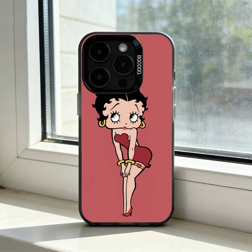 

Retro Cartoon B-Betty B-Boop Phone Case For iPhone 17,16,15,14,13,12,11 Plus,Pro Max,XS,Colored Silver Plated Inside Cover iPhone13PROMAX