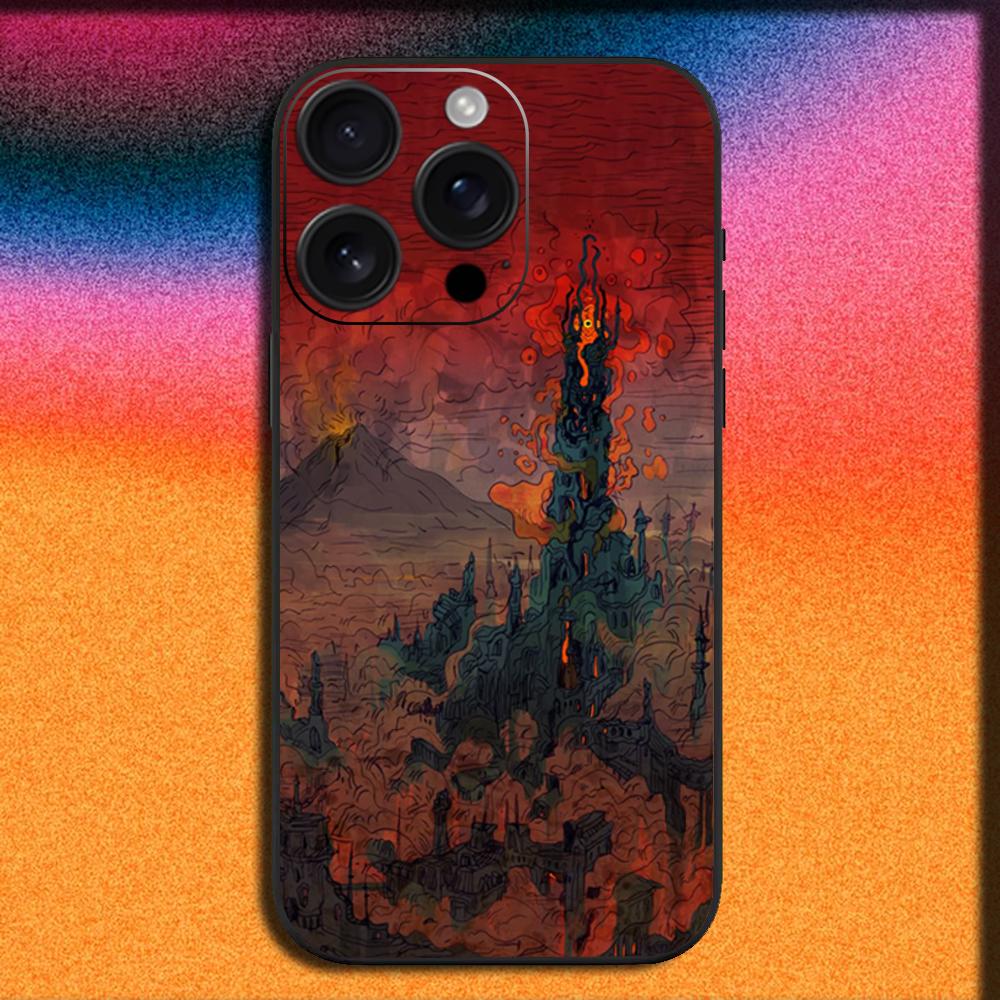 The Lord of the R-Rings Map Phone Case For iPhone 16,15,14,13,12,11,Pro,XS,Max,XR,Plus,SE,Mini Soft Black Cover