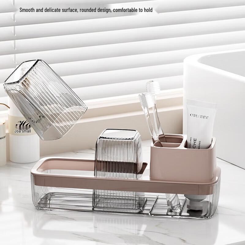 Transparent Desktop Toothbrush Holder and Cup Set