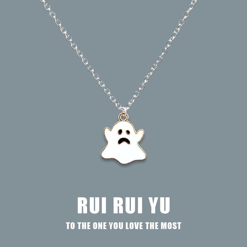 RUI RUI YU Halloween Ghost Necklace Pendant Necklace for Women Men Girlfriend Couple Lover Jewelry Gift