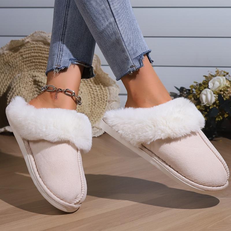 Cotton slippers autumn and winter plush home fluffy bag head indoor non-slip home couple fluffy