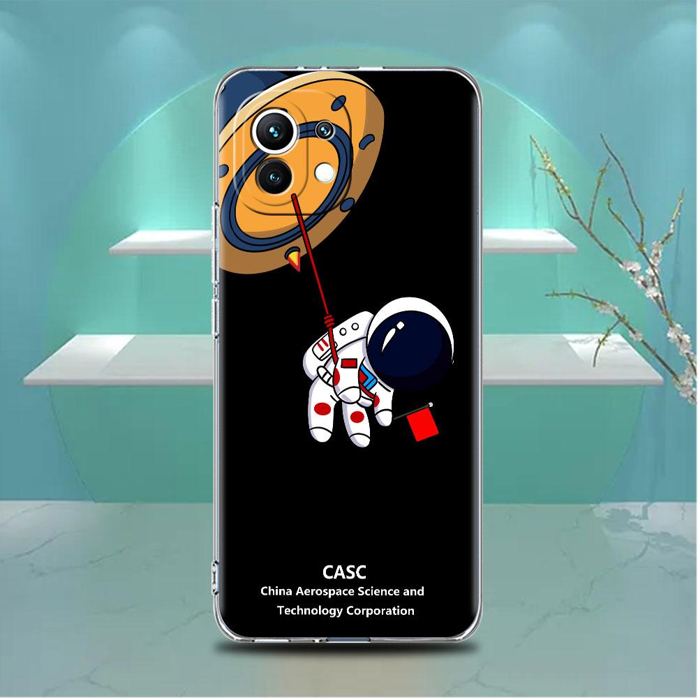 Süße Astronauten Klare Hülle Für Xiaomi Mi Poco X3 NFC M3 Pro F3 F1 11 Lite 12 Note 10 11T 9T Transparente Handyhülle