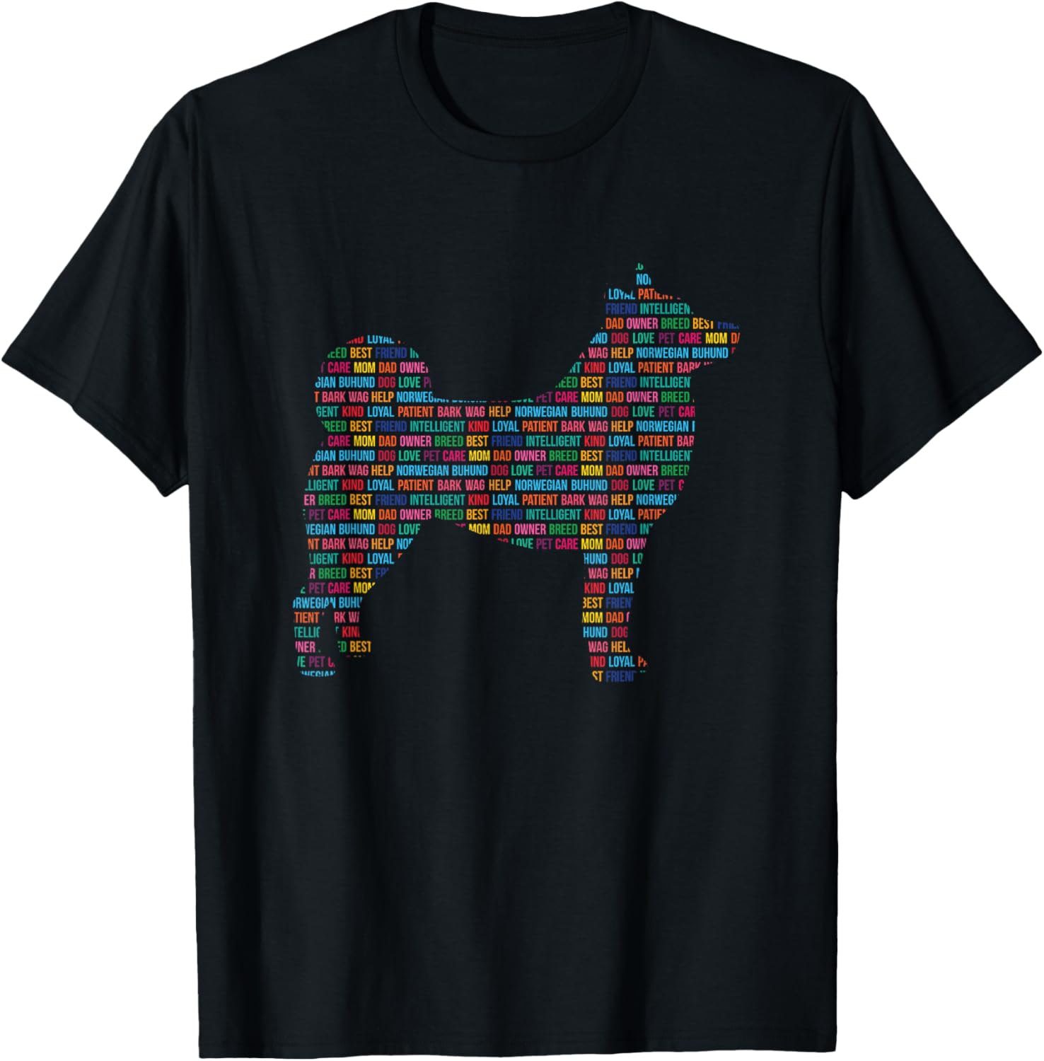 Norwegian Buhund Word Cloud Silhouette Graphic Print Men s Cotton T-Shirt Casual Trip Tee 4XL