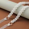 Ribbon Waistband Bling Rhinestone Waist Chain Sweet Pearl Waist Belt  Wedding