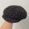 Simple star printing cotton and linen age-reducing octagonal hat women's autumn retro versatile painter hat showing face small flat top beret
