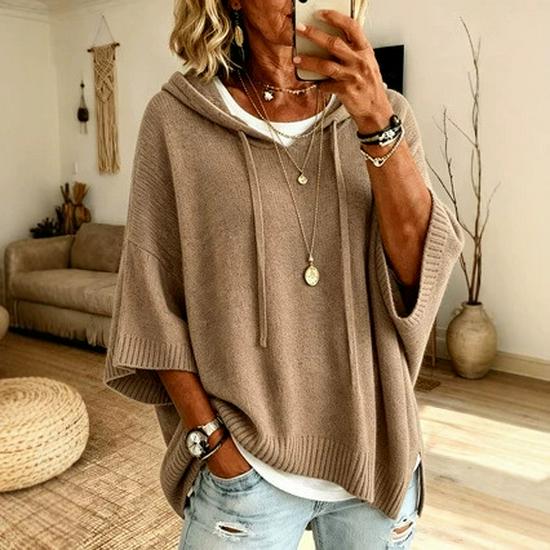 2026 Women's Knit Hooded Sweatshirt - Autumn Woolen Loose Fit