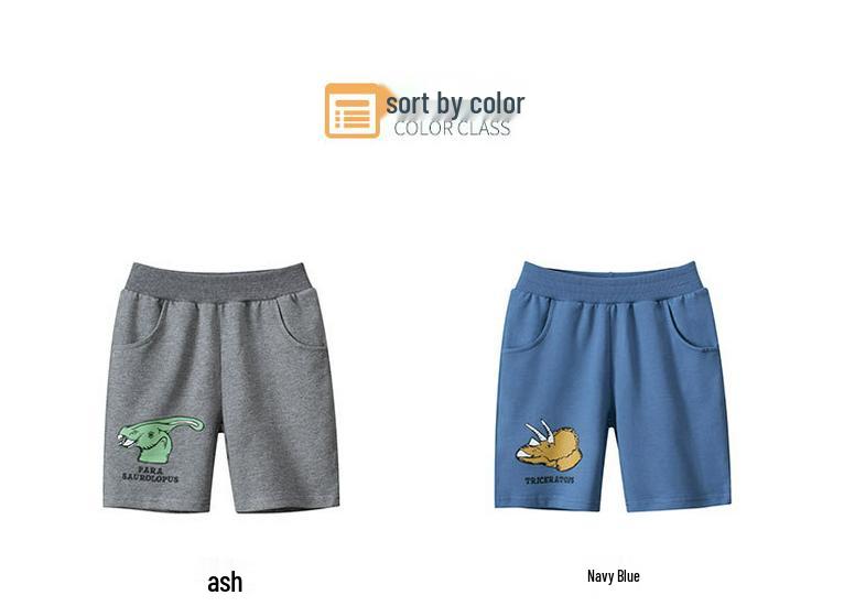27kids Dinosaur Mid-Length Pants for Boys - Children's Casual Five-Point Trousers