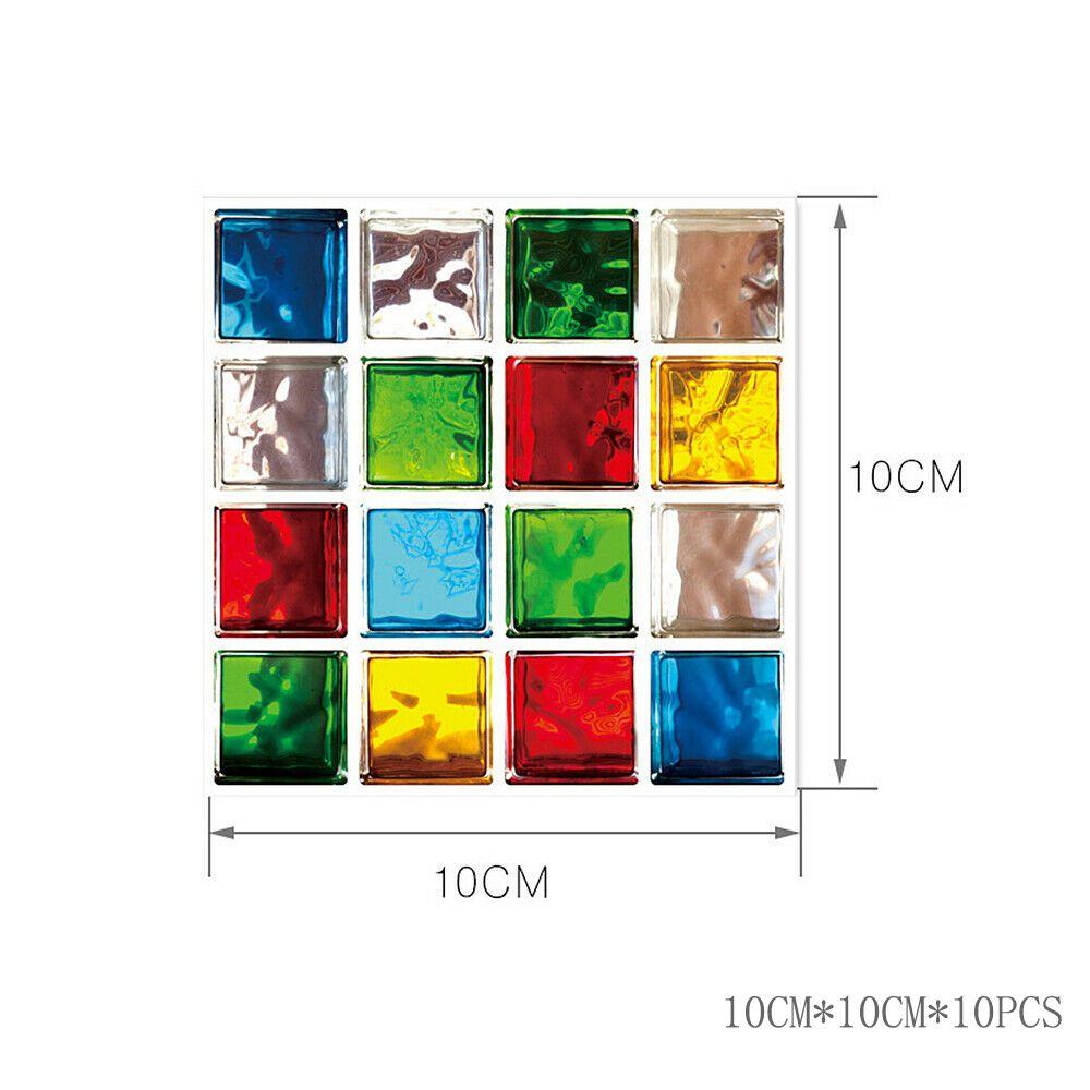 Vibrant 10pc Kitchen Tile Stickers With Mosaic Pattern Self-adhesive Wall Decor