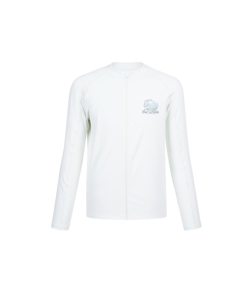 Lenomasuyeongbog Men'S Loose Fit Zip-Up Rash Guard Top Ivory Rn-Ts2F502-Iv