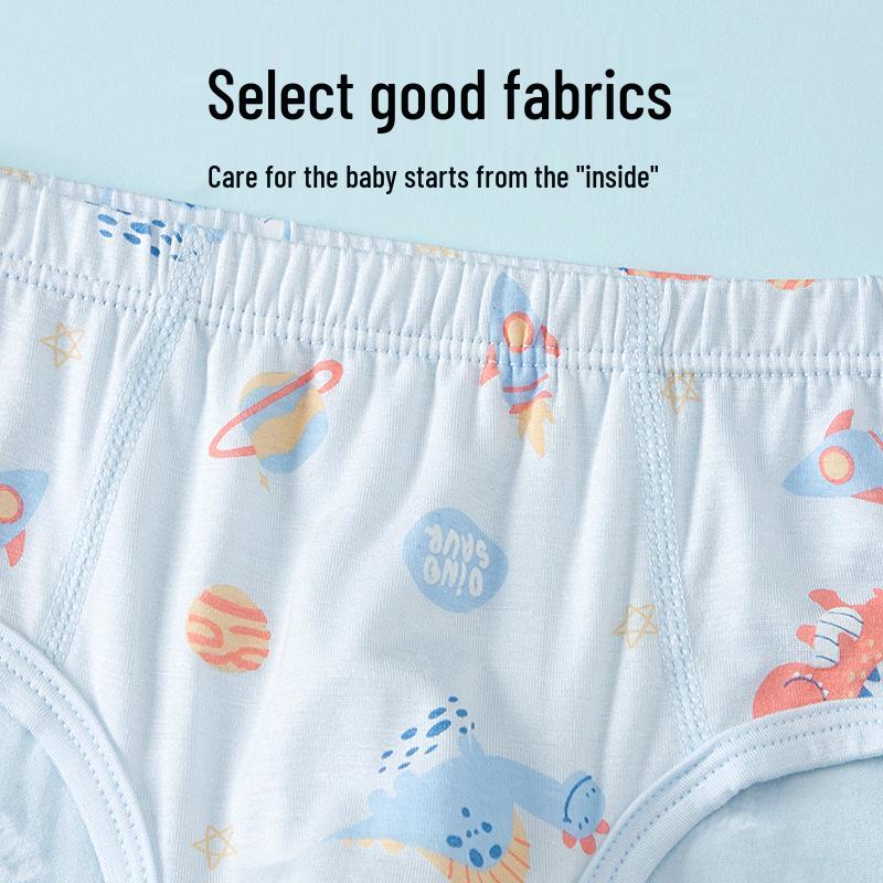 Autumn-Winter Boys' Cartoon Cotton-Modal Triangle Underwear Set