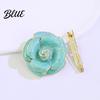 Sweater Scarf Brooch Button Camellia Shape Alloy with Glossy Glaze