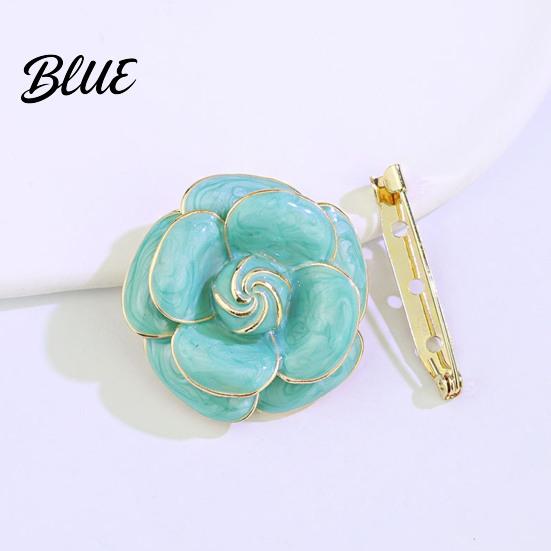 Sweater Scarf Brooch Button Camellia Shape Alloy with Glossy Glaze