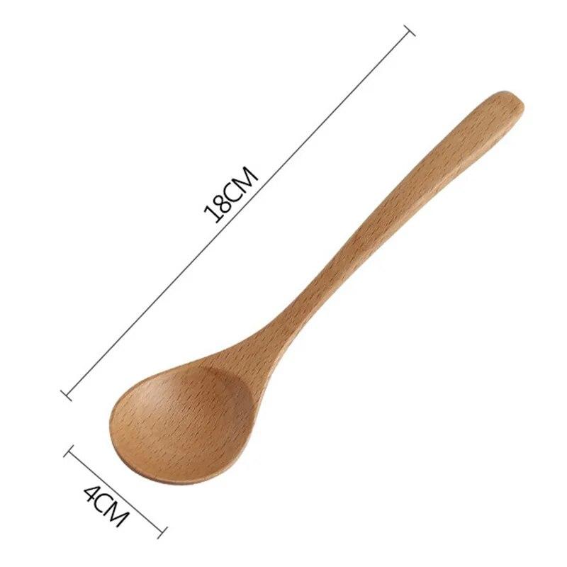 Japanese Style Soup Spoons Long Handle Tableware Kitchen Wooden Porridge Rice Spoon Teaspoon Dinnerware Cooking Utensils