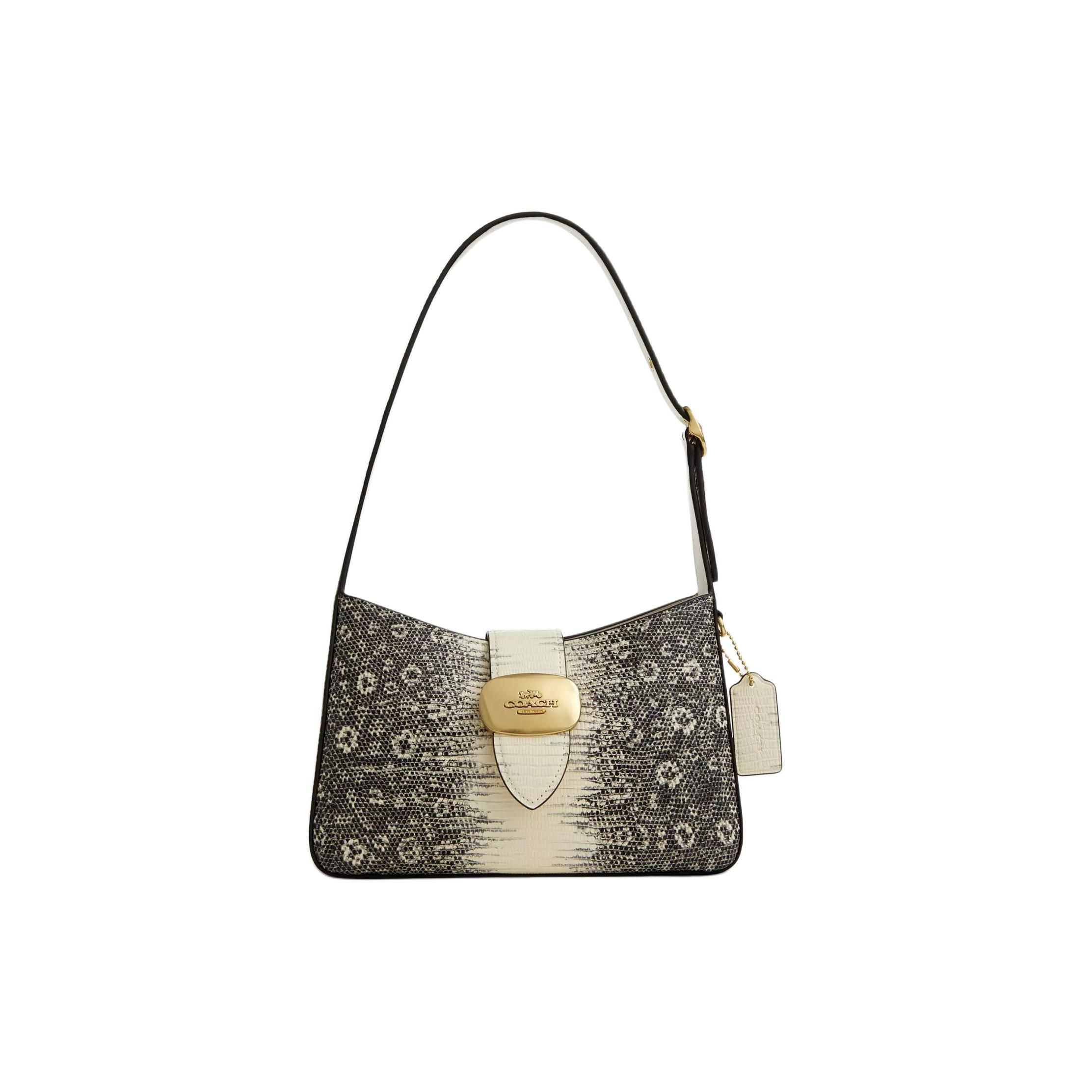

Coach CR352 Women Eliza Lizard Embossed Leather Shoulder Bag CR352-IMNAT Basic Set (Bag+Dust Bag)