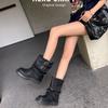 New autumn and winter Martin boots women's Maillard platform heightening short locomotive slack wrinkled stack boots