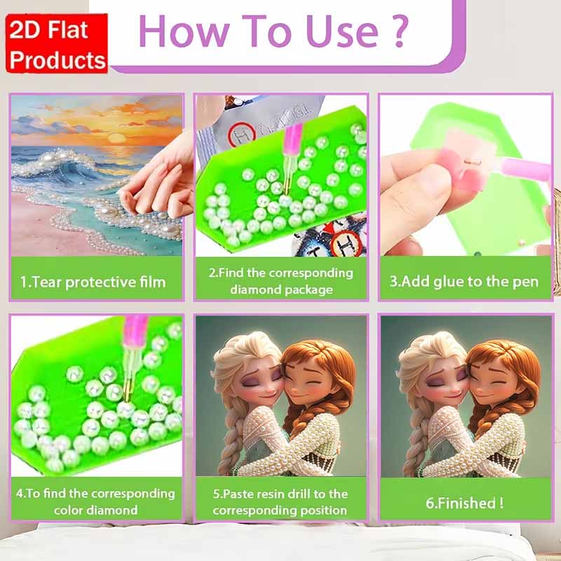 Disney Pearl Painting Elsa and Anna DIY Pearl Painting Gem Art Pearl Dot Painting Picture Crafts Adult Beginner Gifts Home Decor
