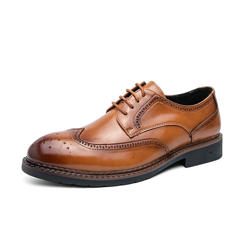Leather Shoes Men's Wedding Groom's Suit Business British Pointed Head Heightening Brock Hairstylist Casual Men's Shoes