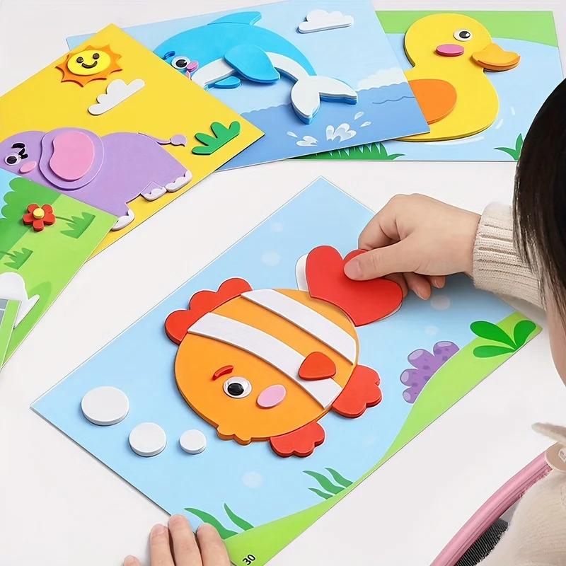 3D Eva Foam Sticker Set - 10Pcs Diy Cartoon Animal Art Stickers For Kids Creative Learning & Classroom Craft Activities