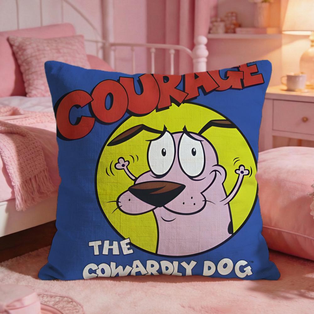 CCourage The Cowardlys DDogs Cushion Cover Premium Comfort Reversible Pillow CoveTwo In One Design For Any Room  Car Interior
