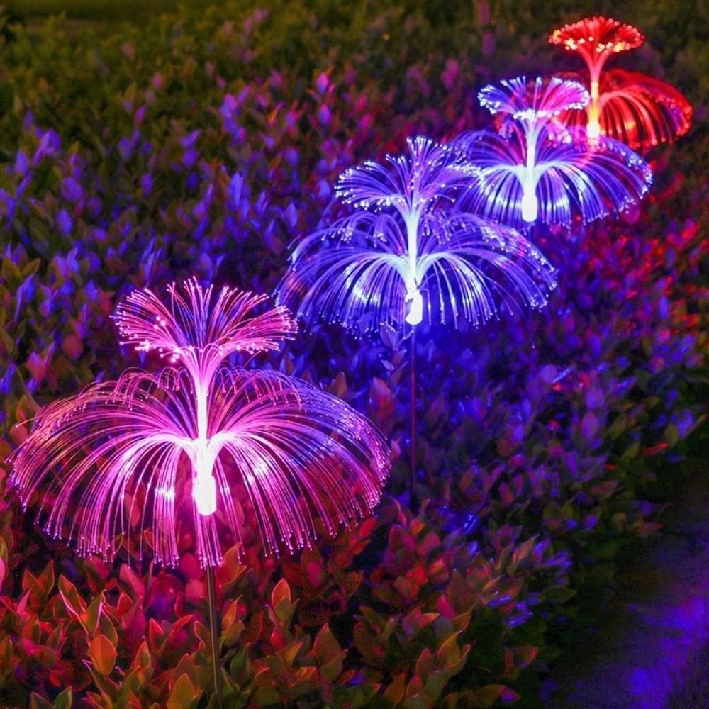 Waterproof Fiber Optic LED Solar Light Colorful Flowers Landscape Lights Landscape Fairy Light Outdoor