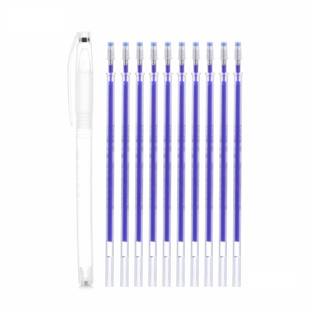 10Pcs/Set Heat Erasable Magic Marker Pen Temperature Disappearing Fabric Fabric Pens Line Marking DIY Craft Sewing Accessories синий