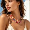 Adjustable Collarbone Necklace with Bold Rounded Resin Beads, Lobster Clasp, Extension Chain and Gold-Tone Spacers