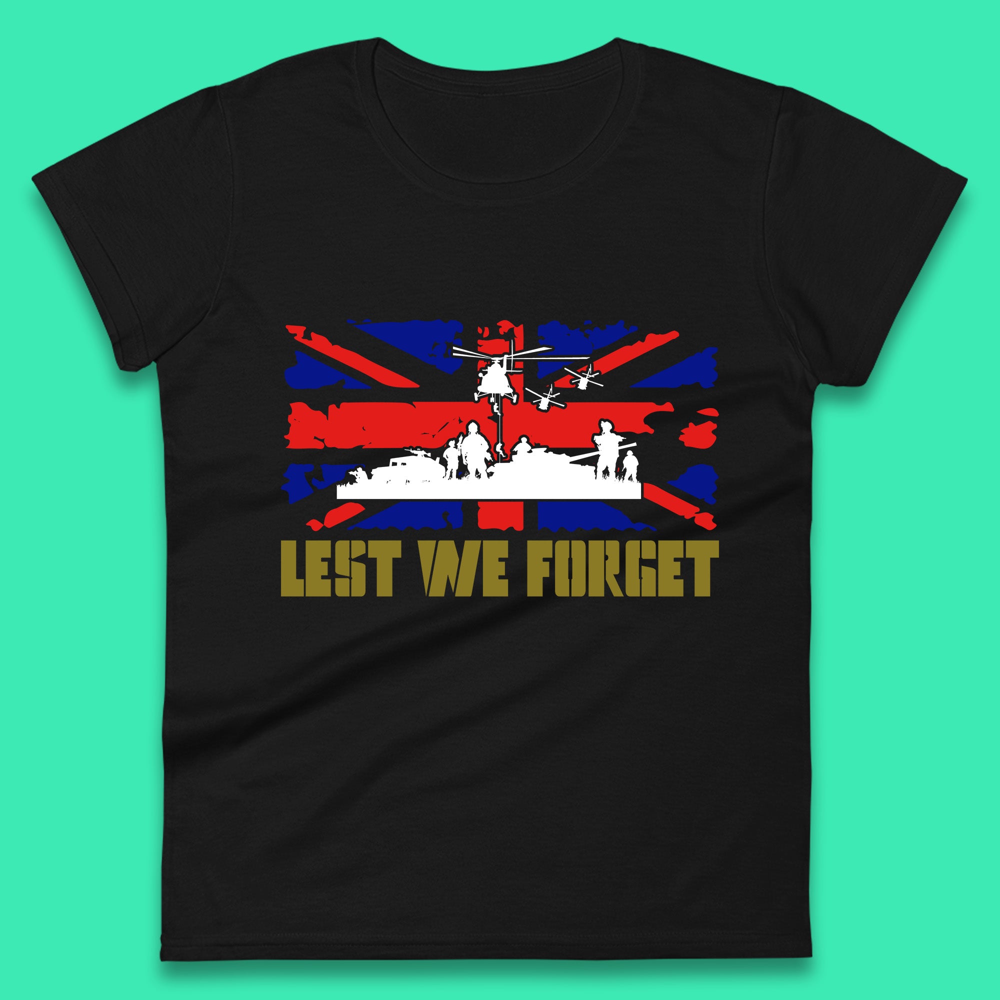 

Lest We Forget Armed Forces Veterans Remembrance Day Uk Flag British War Soldiers Womens Tee T Shirt Mens Tops Unisex Top 4XL