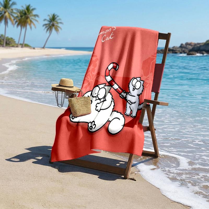 Simon'S Cat Fashion Beach Towel: Ideal for Summer Adventures Soft, absorbent and quick drying suitable for swimming and bathing