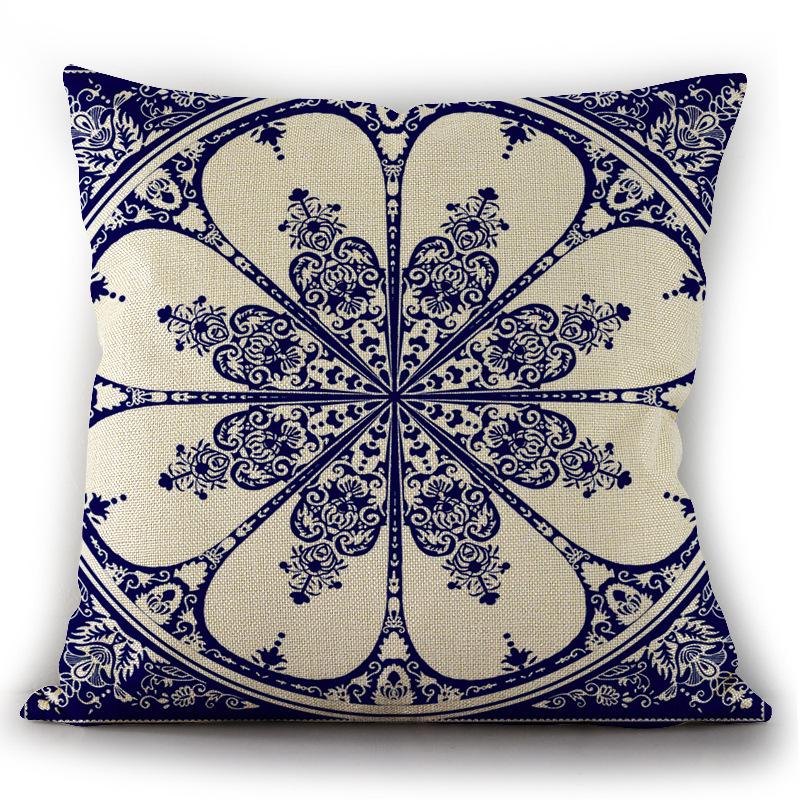 2Pcs Chinese Style Cushion Covers Blue and White Porcelain Printed Throw Pillows Cases Home Sofa Car Seat Decor Elegant 45x45cm