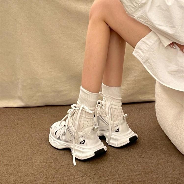 Korean version of women's shoes 2025 new fashion casual sports shoes popular versatile platform dad shoes breathable round head single shoes