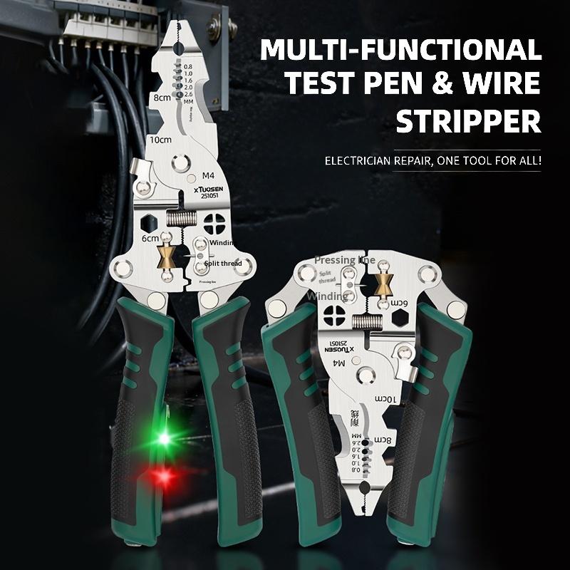 Foldable Wire Stripping Pliers Voltage Testing Cable Cutting Crimping Pliers Multifunctional Wire Stripper Electrician Pliers